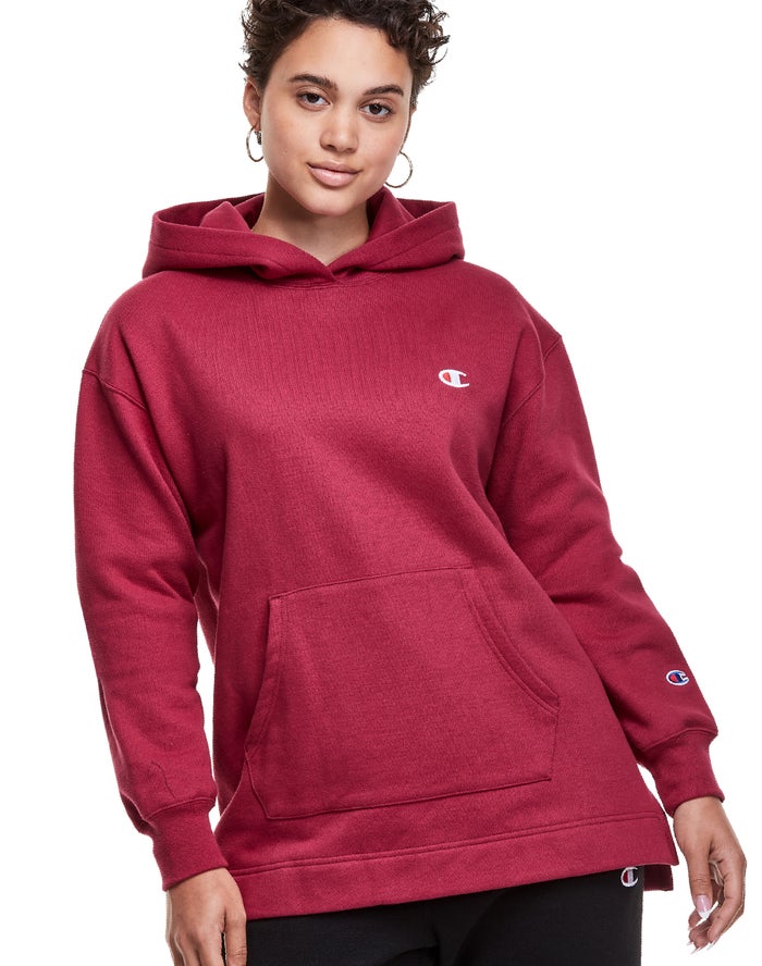 Champion Reverse Weave Open Bottom Hoodie Dames - DonkerRood - Belgie 4712UJMLP